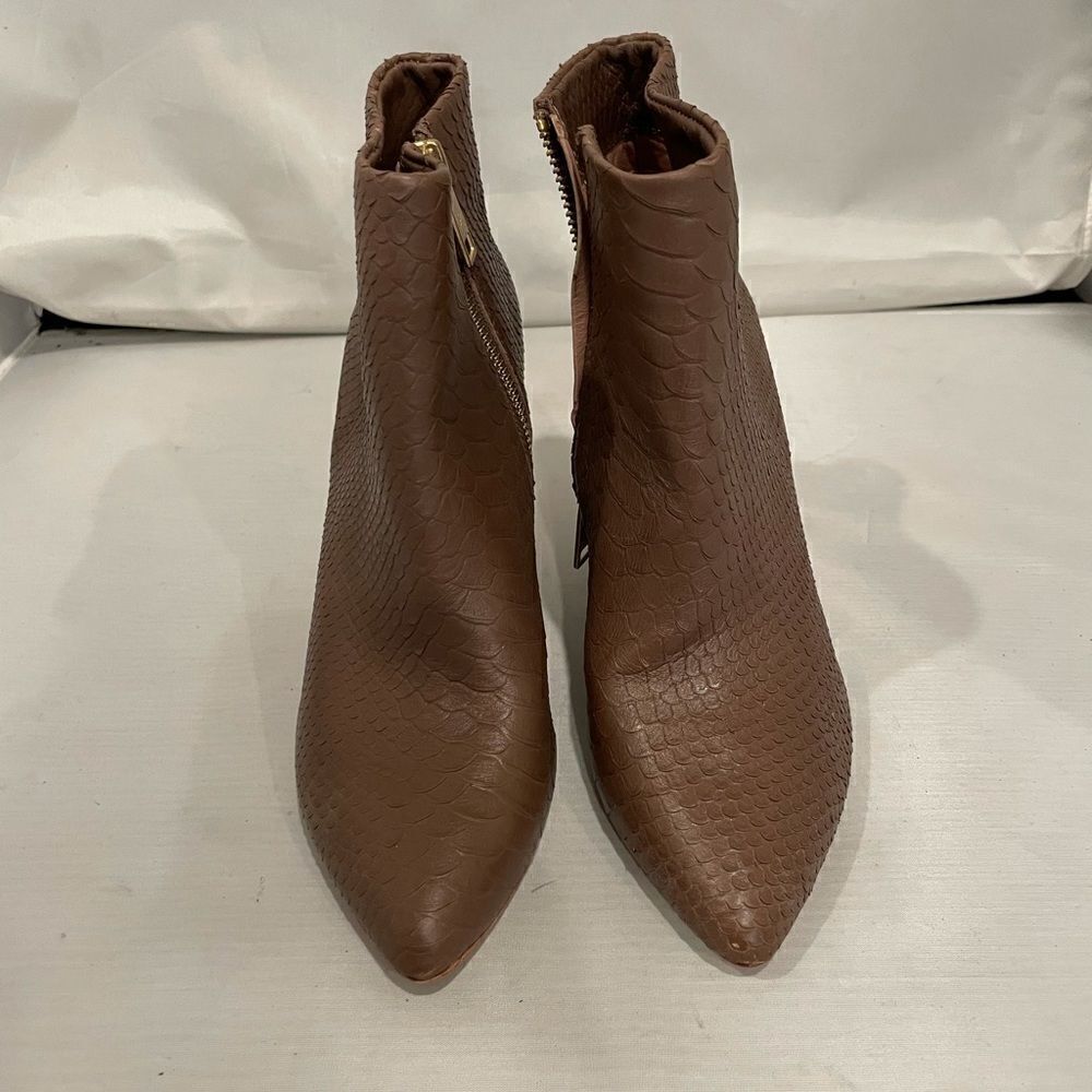 JOIE Jalena Snake Embossed Wedge Pointed Toe Ankle Booties